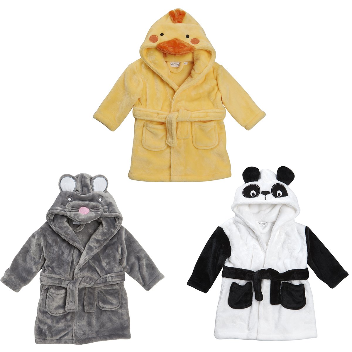 Babytown Men's Yellow Baby Toddlers Cute Novelty Animal Hooded Fleece Dressing Gown Robe 6-24 Months