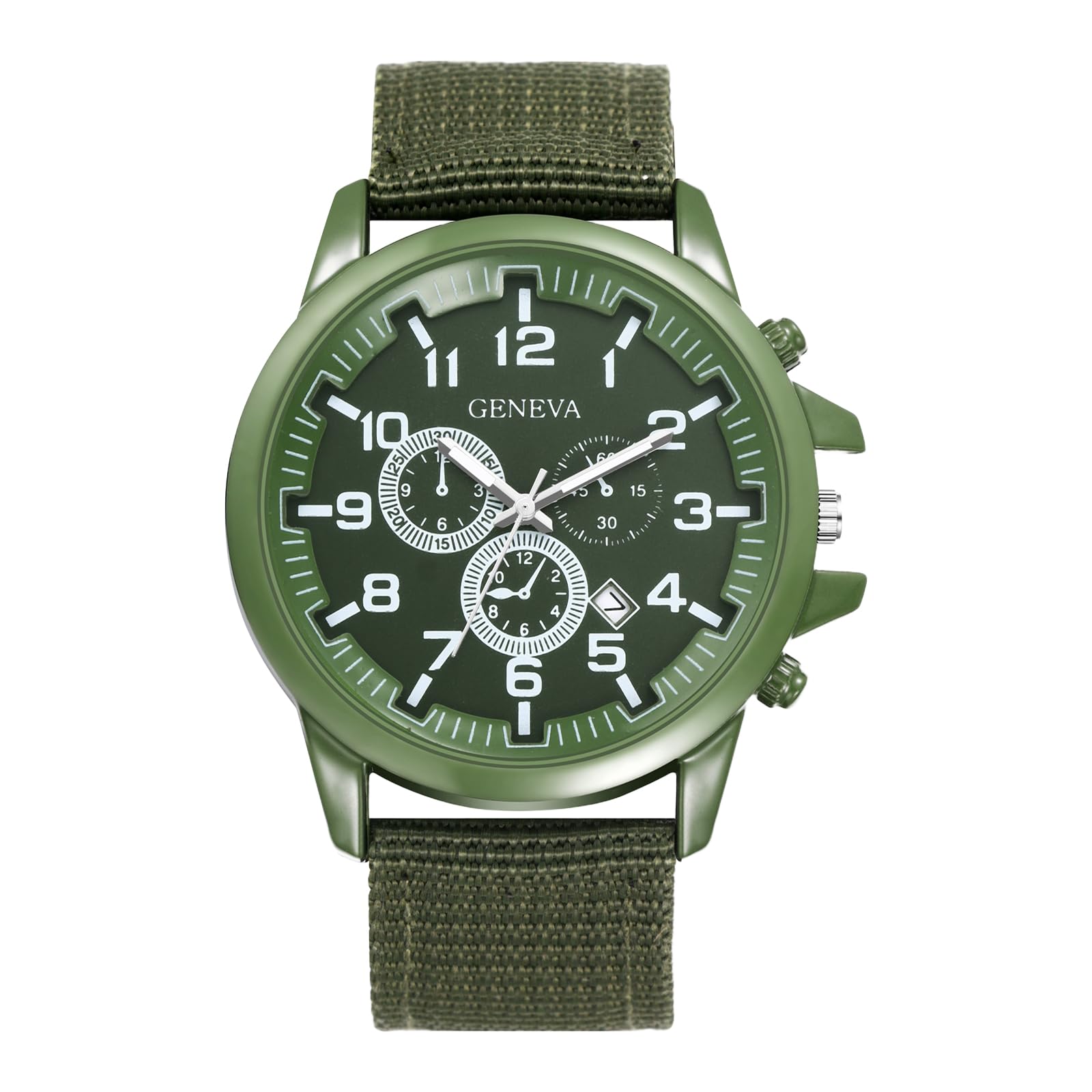 JewelryWe Uhren Herren Kalender Analog Quarz Armbanduhr Klassische Einfache Beiläufige Uhr Sportuhr mit Nylon Textil Armband Schwarz/Braun/Armeegrün
