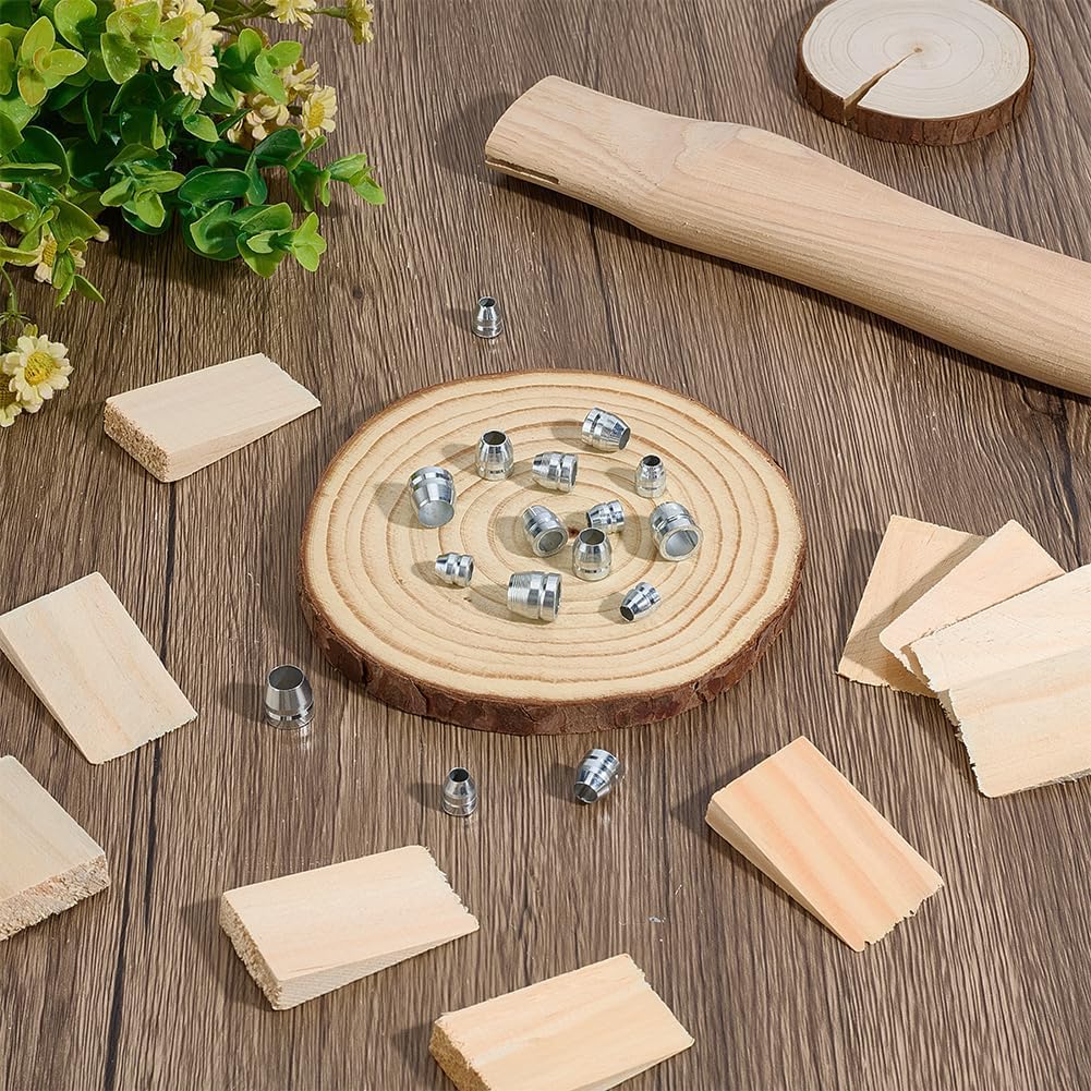 PH PandaHall 28pz Cunei di Sicurezza per Manici Rotondi Legno e Acciaio Inossidabile Kit Sostituzione Manico Ascia Martello