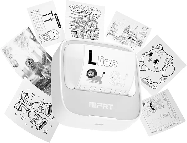 iDPRT Sticker Maker, Portable Thermal Printer with 1 Roll Sticker Paper, Bluetooth Inkless Printer Mini Label Maker for Study, DIY, Notes, Mini Label Maker with Multiple Template in Free App