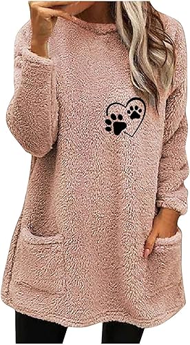 TAPIYANG Fuzzy Fleece Sweatshirts Women Plush Thermal Sweatshirt Winter Warm Thicken Sweatshirts Shaggy Sherpa Pullover Tops