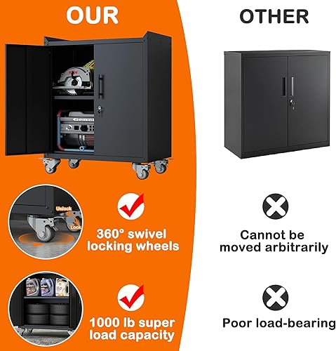 Miniatura 6 de Armario de almacenamiento de metal para garaje, archivador de oficina de 71 pulgadas con puerta y cerradura, gabinete alto de acero grande con 4