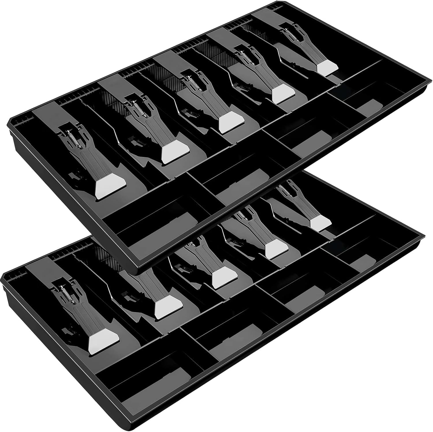 Drofail 2 Pcs Cash Drawer Cash Drawer Tray Cash Tray Money Tray Cash Register Drawer Insert Tray with Plastic Clip, for Money Coin Storage (5 Bills 4 Coins)-image-16