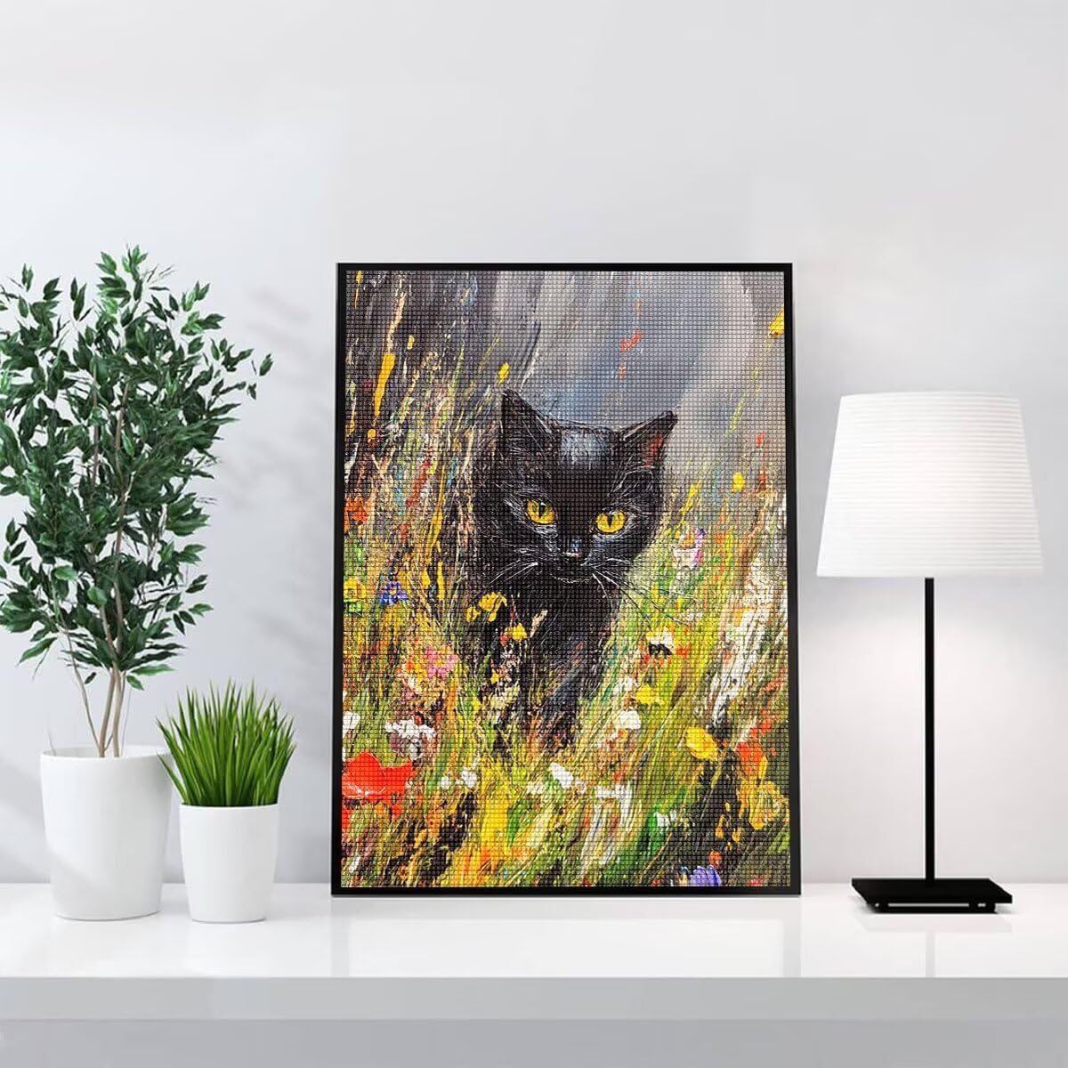 Diamond Painting Kit Completo, Diamond Painting Gatto, 5D Quadrato Pittura Diamante Kit Manualidades Adultos DIY Diamantini Crystal Art Disegni Ricamo Punto Croce Artigianale, 80x100cm Astratto j0-855