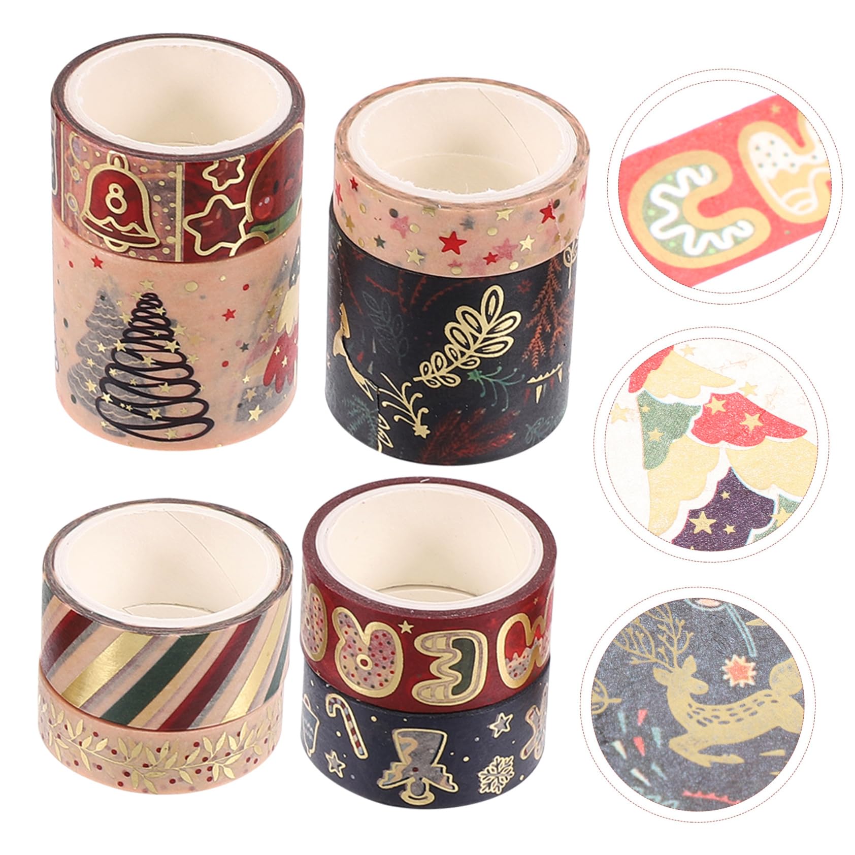 Lurrose 5 Ensembles Ruban Washi De Noël De Décoratifs Rouleau Pour Scrapbooking Et Artisanat Autocollants Créatifs À Thème 8 Rouleaux*5