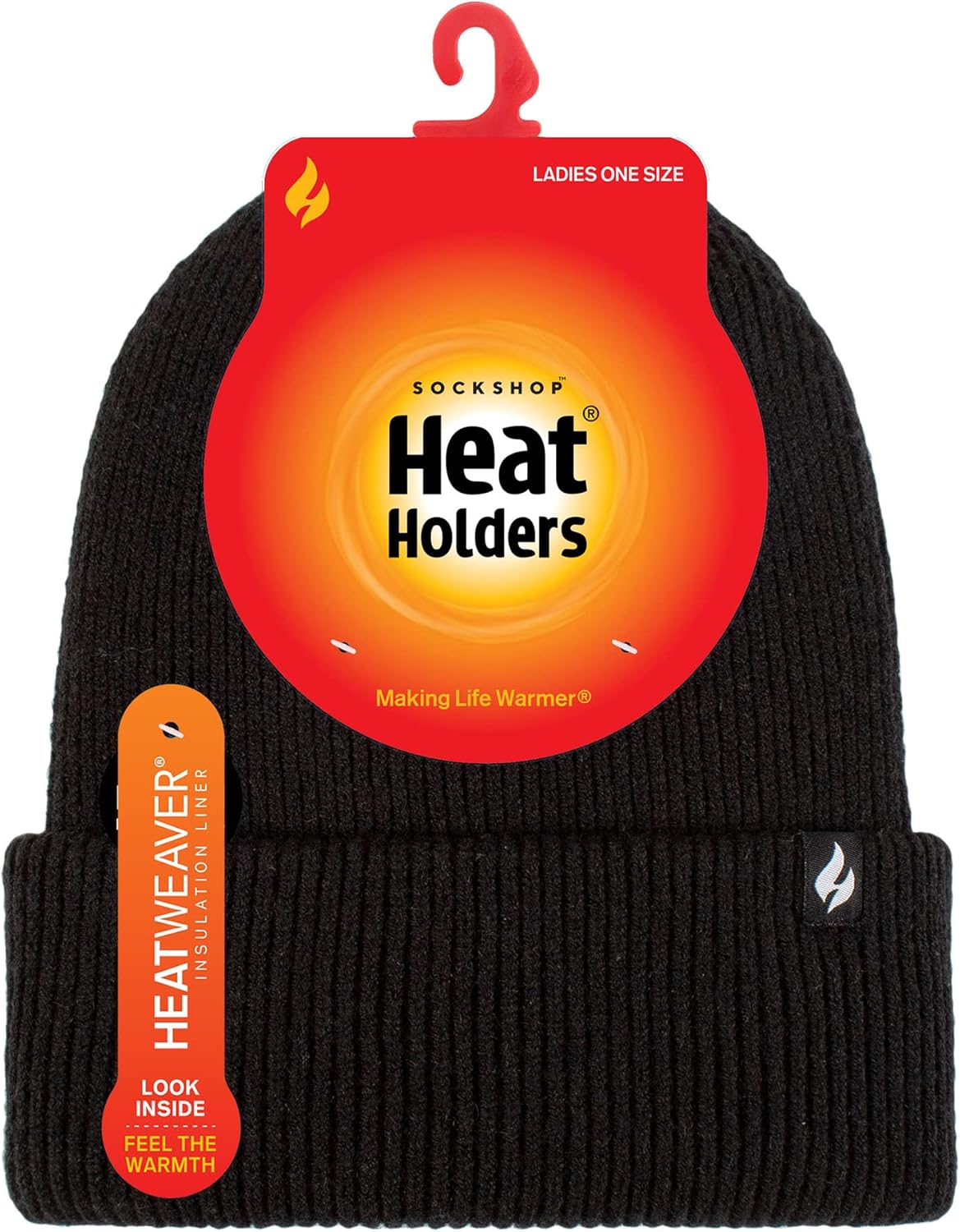 Heat Holders Womens Winter Plain Colored Ribbed Cuff Beanie Hat