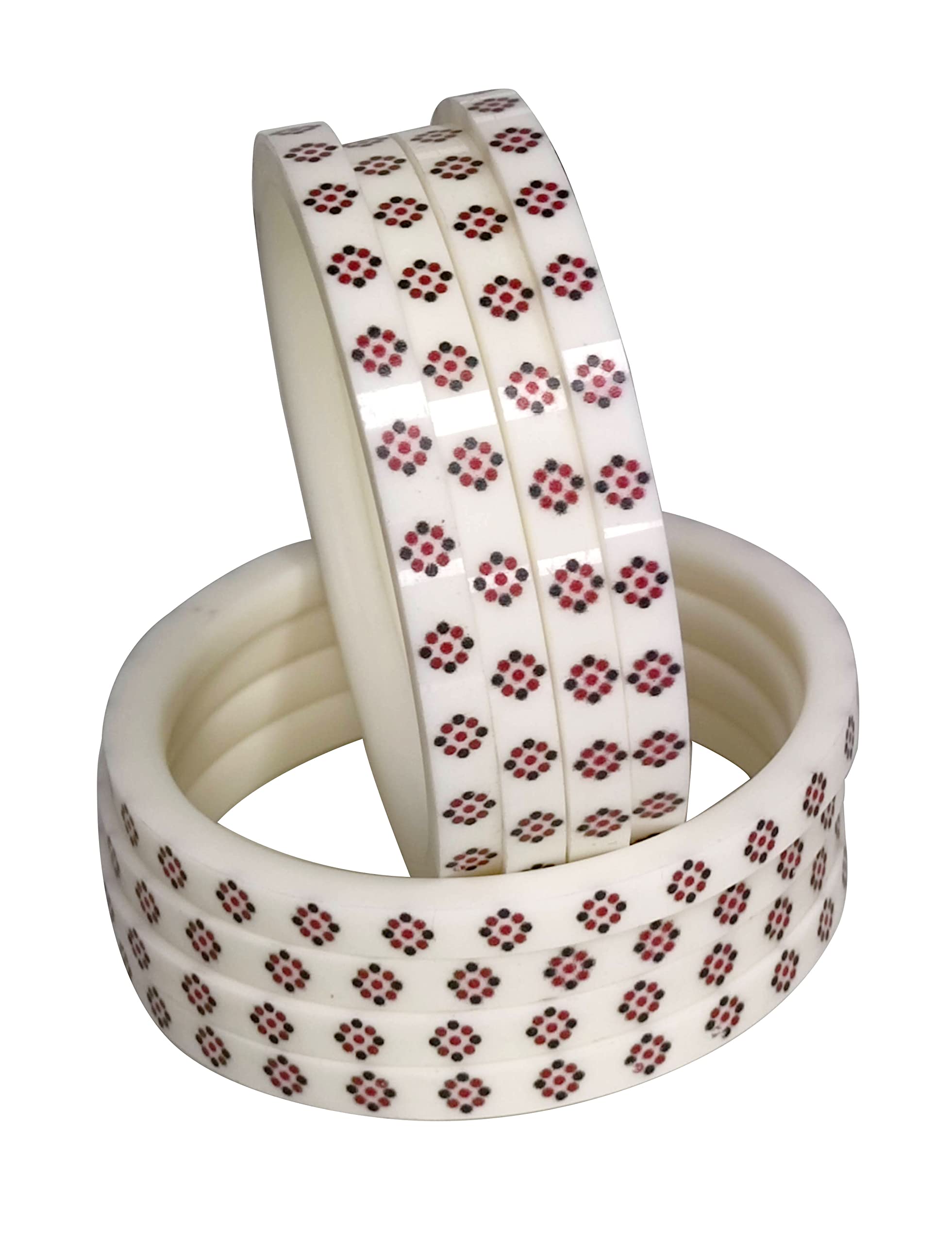 OM SAI COSMETICS Womens Traditional Handcrafted Bridal White Dotted Flower Printed Bangles Best Designer Jewelry (2-4) (2-8) (B0BZQ5CCSH) Amazon Price History, Amazon Price Tracker