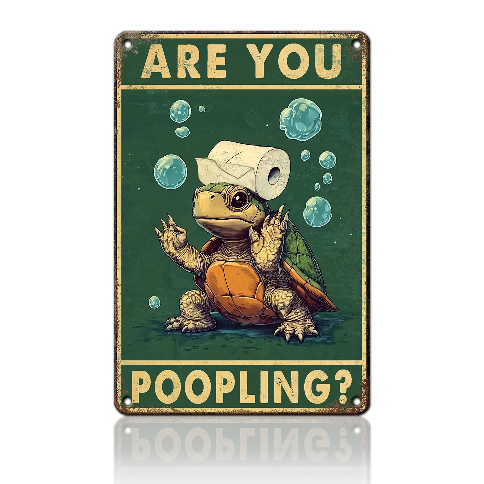Anceky Are You Pooping Sea Turtles Tin Sign Funny Metal Sign Wall Decor for Farmhouse Yard Porch Entryway Outside 12×8 Inch