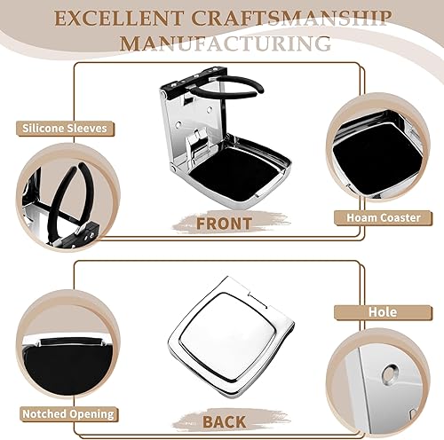 Miniatura 3 de SHENGHUISS Portavasos plegable resistente, acero inoxidable 304 ajustable con diseño silencioso y a prueba de golpes, universal para