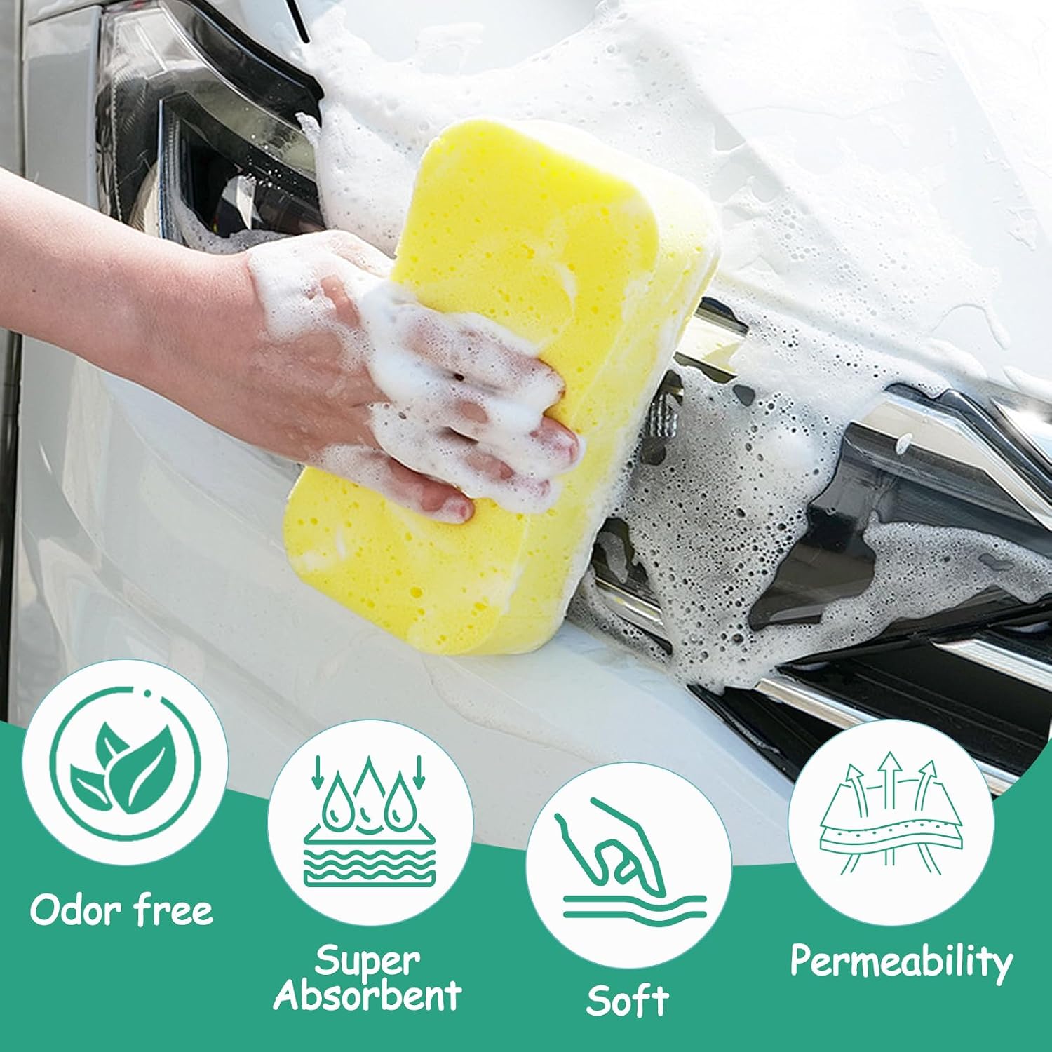 WAFJAMF 2 Pack Extra Large Cleaning Sponges Jumbo Car Wash Sponge