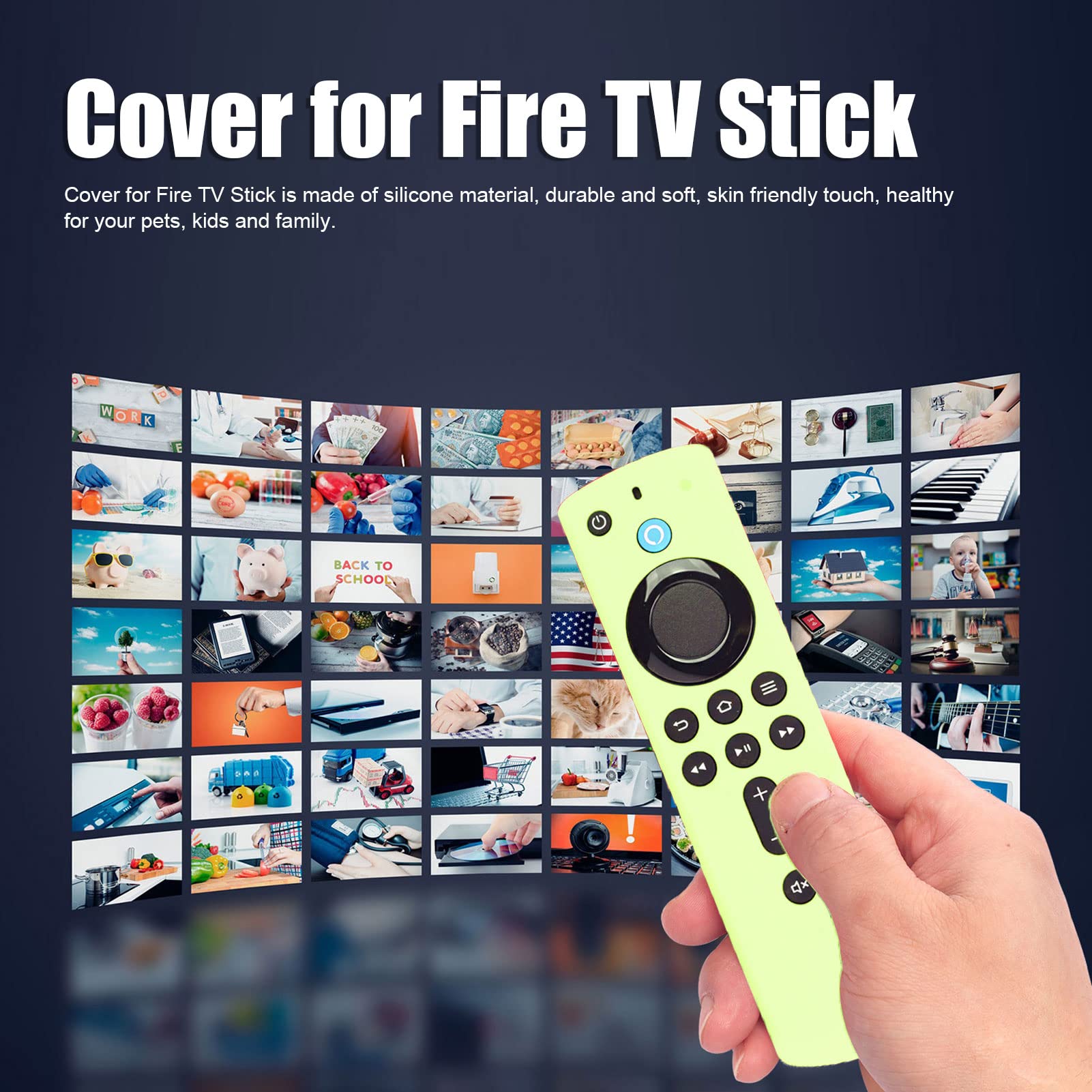 Funda de Silicona con Mando a Distancia para Fire TV Stick, Funda Protectora de Silicona Antideslizante con Cordón de 3.ª Generación (Verde Fluorescente)