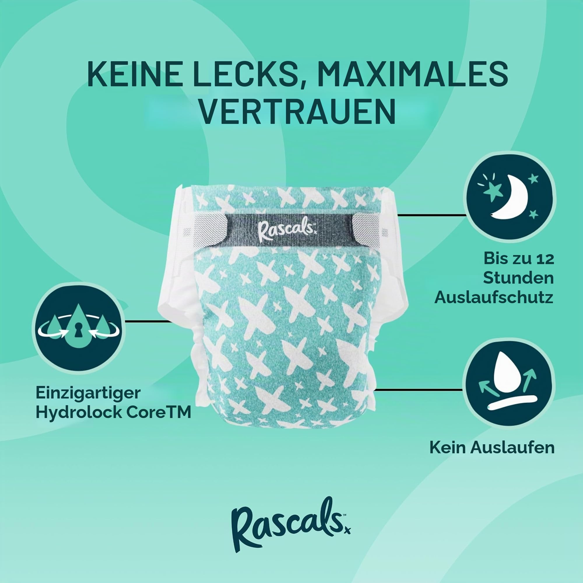Rascals Premium Trainings-Baby-Windelhose – einfaches Pull-Up-Design, weiche und bequeme Windelhose, Größe 6, Ultra Flex 360 Bund, 15–20 kg, 46 Stück