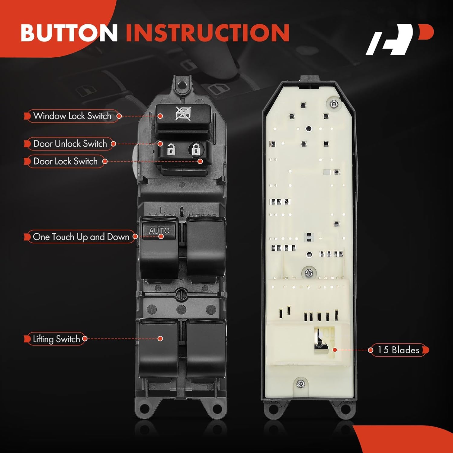 A-Premium Driver Side Master Power Window Switch Compatible with Toyota Corolla 2014-2019, Corolla iM 2017-2017, RAV4 2013-2018, with Auto Up/Down