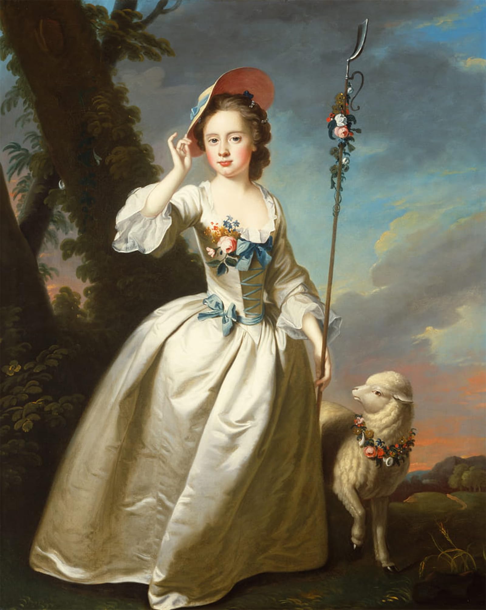 POSTERIIk Famous Modern Artwork Art Mural Portrait of a Young Lady As a Shepherdess by Hudson Oil Paintings Pictures for Home Decor 60x90cm