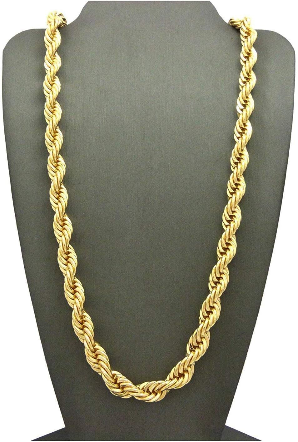 Rope Chain 7MM 24K Diamond Cut Jewelry Necklaces plated Clasp Made to Wear Alone/W Pendants Guaranteed For Life