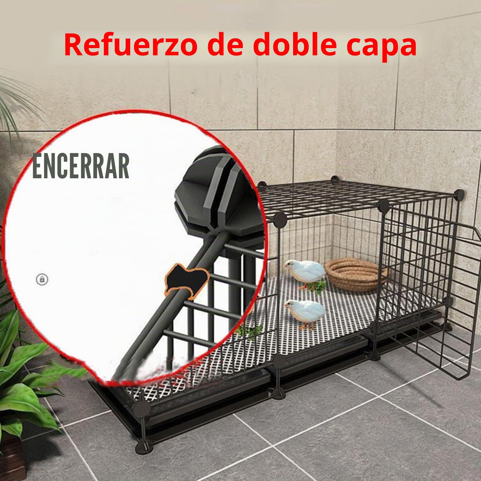 Jaula para Aves de Corral, Gallinero Interior con Bandeja Extraíble para Limpieza Fácil (75 x 39 x 49 cm)