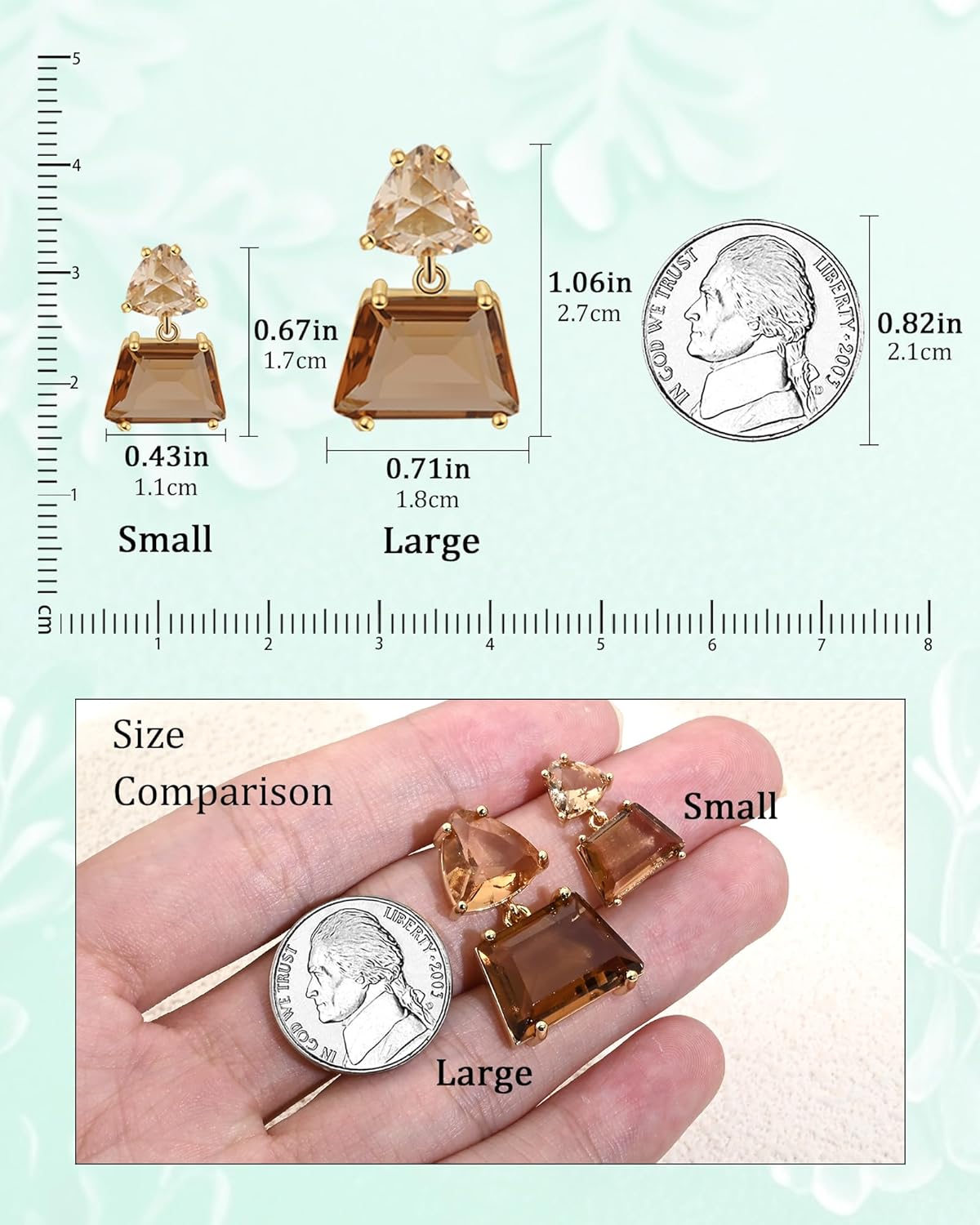 Hypoallergenic Brown Crystal Dangle Earrings for Women - Fashionable Amber Drops Ideal for Sensitive Ears - Image 4