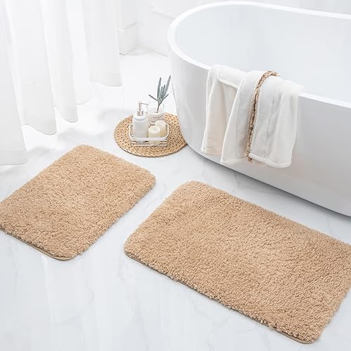 Ashler - Juego de 2 alfombras de baño rojas, 2 piezas, tapetes de baño rectangulares de microfibra suave, lavables a máquina, 17 x 24 y 20 x 32