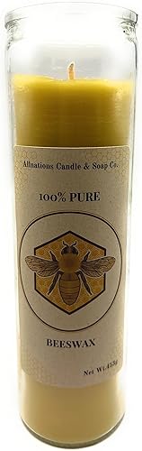 Allnations Candle Co., Vela de oración de cera de abeja 100% cruda, hasta 90 horas, aroma a miel natural, sin humo, combustión limpia (1 unidad)