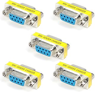 Fielect DB9 VGA Gender Changer 9 Pin Female to Female 2-Row Mini Gender Changer Coupler Adapter Connector for Serial Applications Blue Pack of 20
