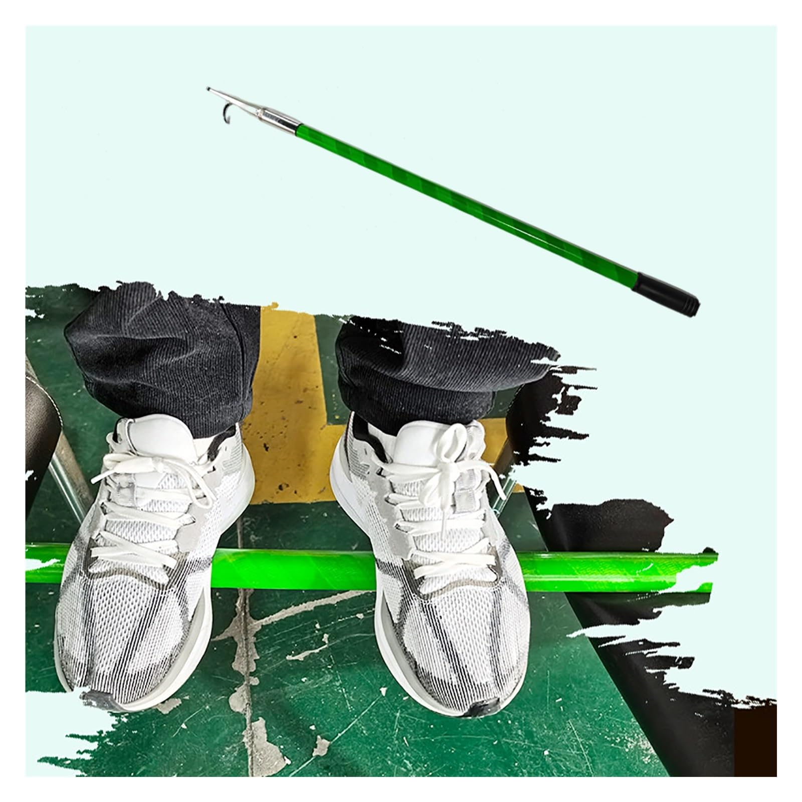 DJPHOFS Heavy Duty Fiberglass Pole with Hook On End, Dock Sticks with Hook for Mooring Retrieving Reaching, Lightweight Floating Dock Stick for Boats(3.3'/100cm)