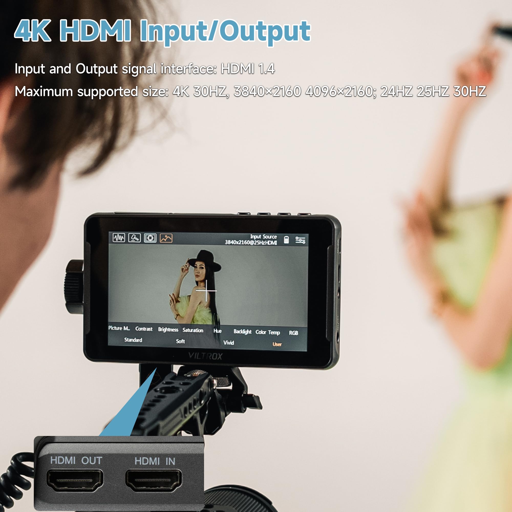 VILTROX DC-550 Monitor Da Campo 5.5 pollici 1200Nit Camera Field Monitor 4K HDMI HD 1920x1080 IPS, 3D LUT Waveform Vector Scope Monitor Esterno Fotocamera Video Monitor con Touchscreen