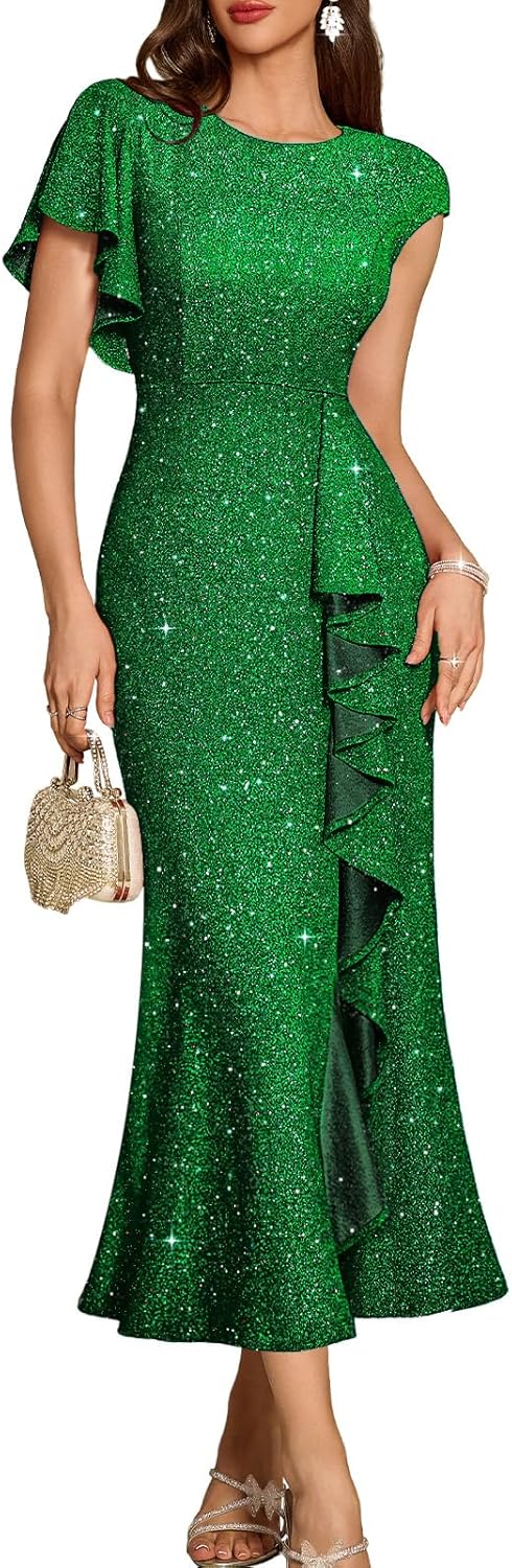 DRESSTELLS Sequin Formal Party Dress for Women Wedding Guest Cocktail Sparkly Prom Evening Dresses
