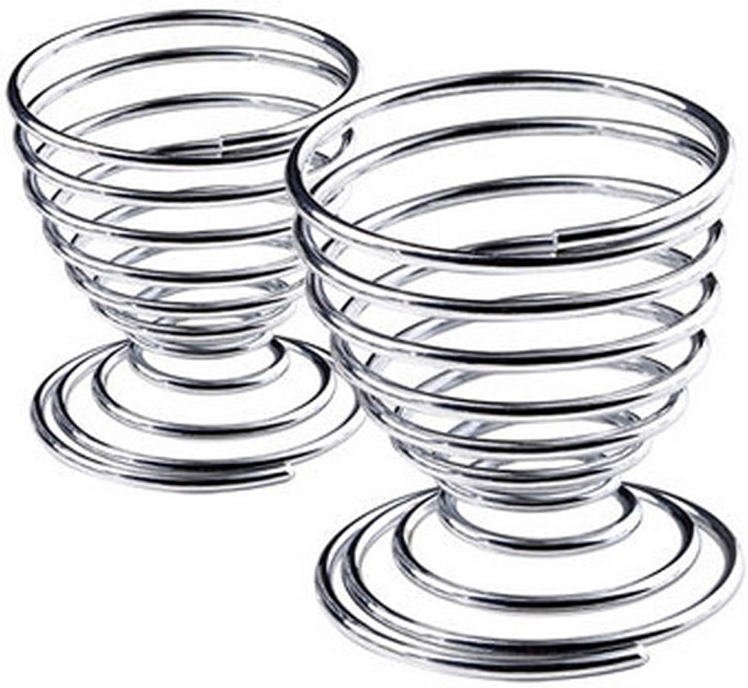 Spiral Metal Egg Cup Set Silver Made of Stainless Steel with Spring Shape for Home, Kitchen and Restaurant, 4.2 x 5 cm,Set of 6 ()