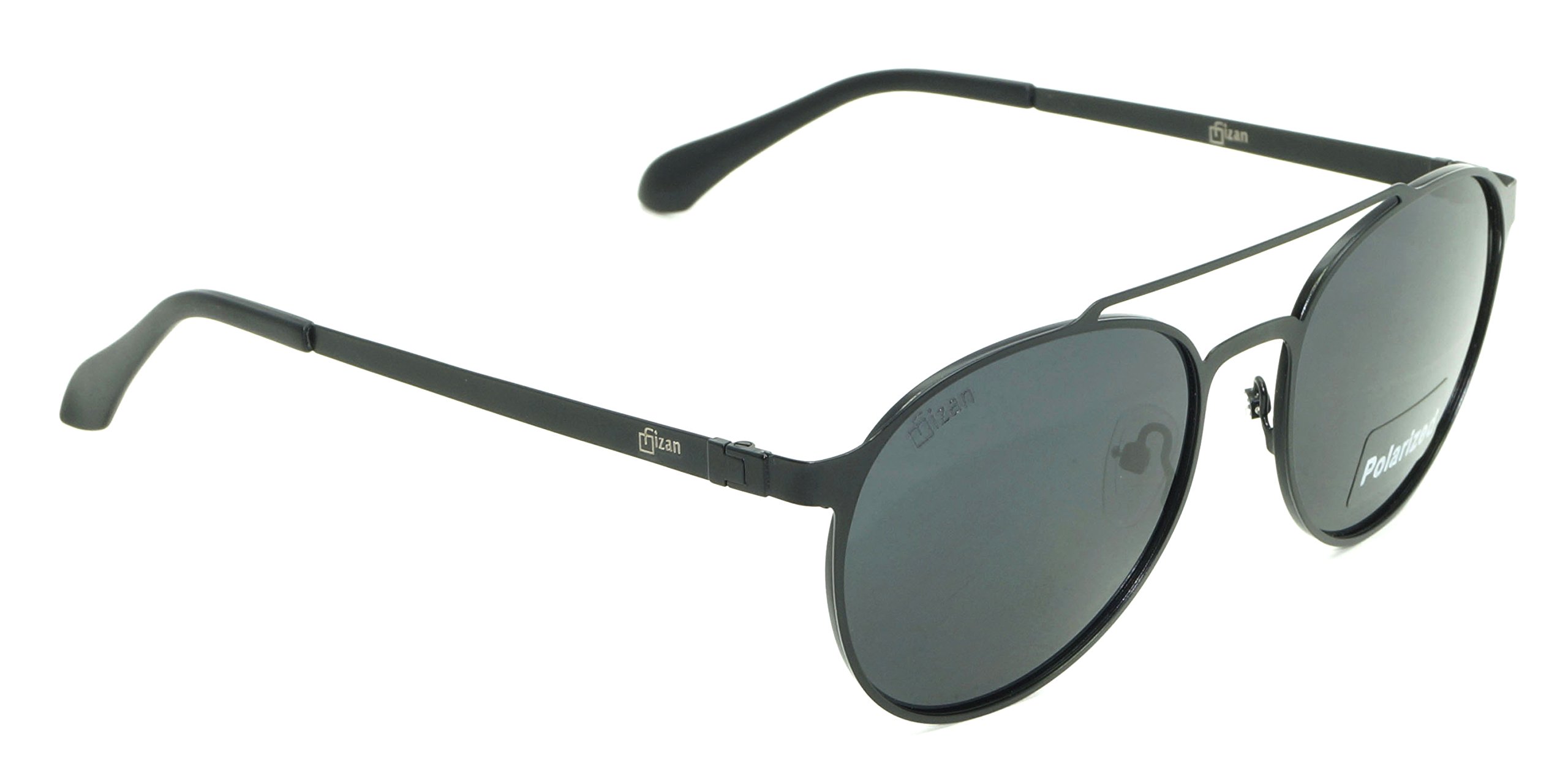 Fizan Black Polarized Medium 53mm Round Sunglasses