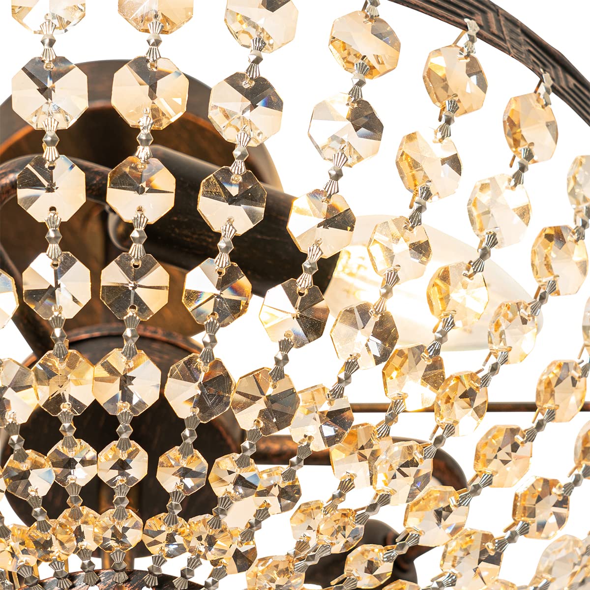 Qazqa classic-antique Deckenleuchte, Deckenlampe - Mondrian - Bronze, Rund, 3-flammig, 35cm, Ideal als Flur, Küche lampe, Schlafzimmerlampe und Wohnzimmerlampe