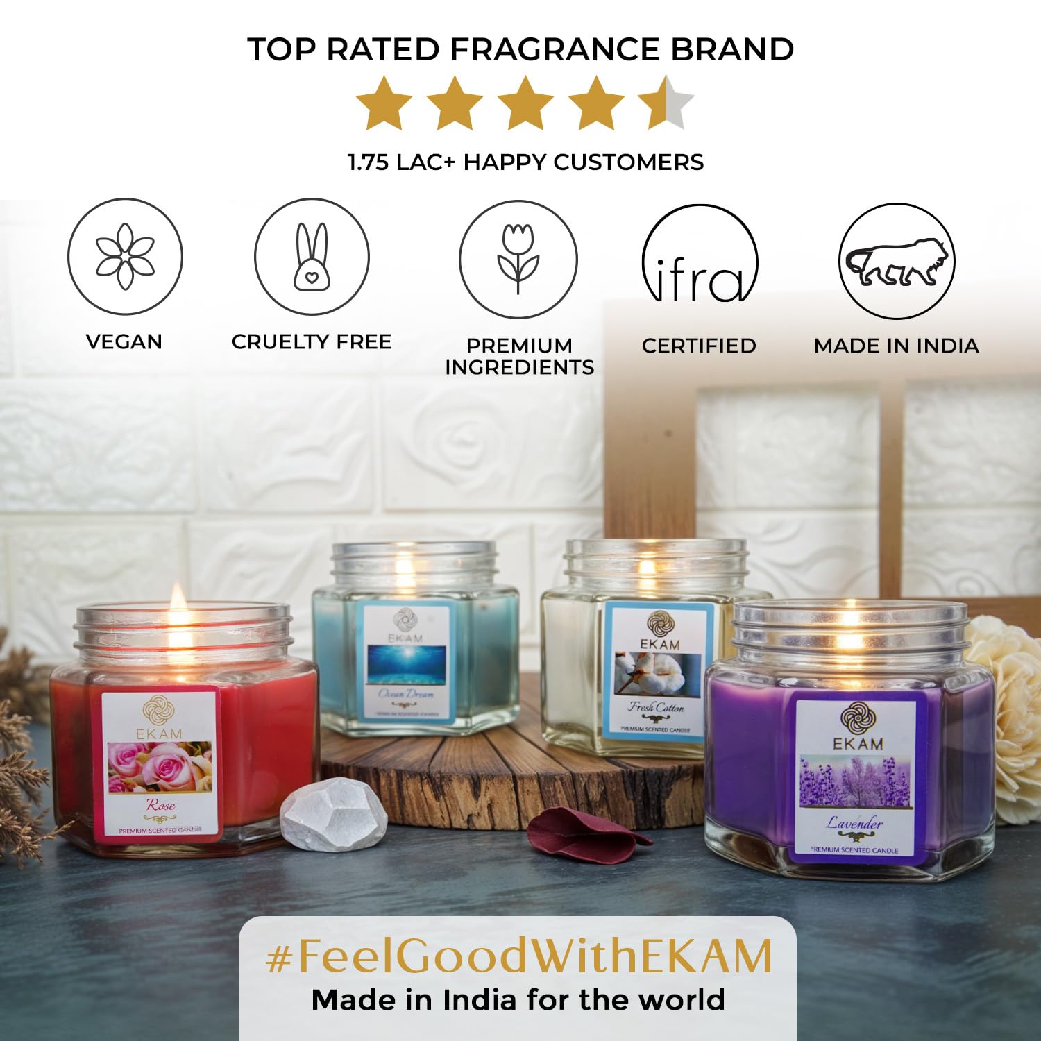 EKAM Candle Gift Set - 4 Fragrance Candles -6