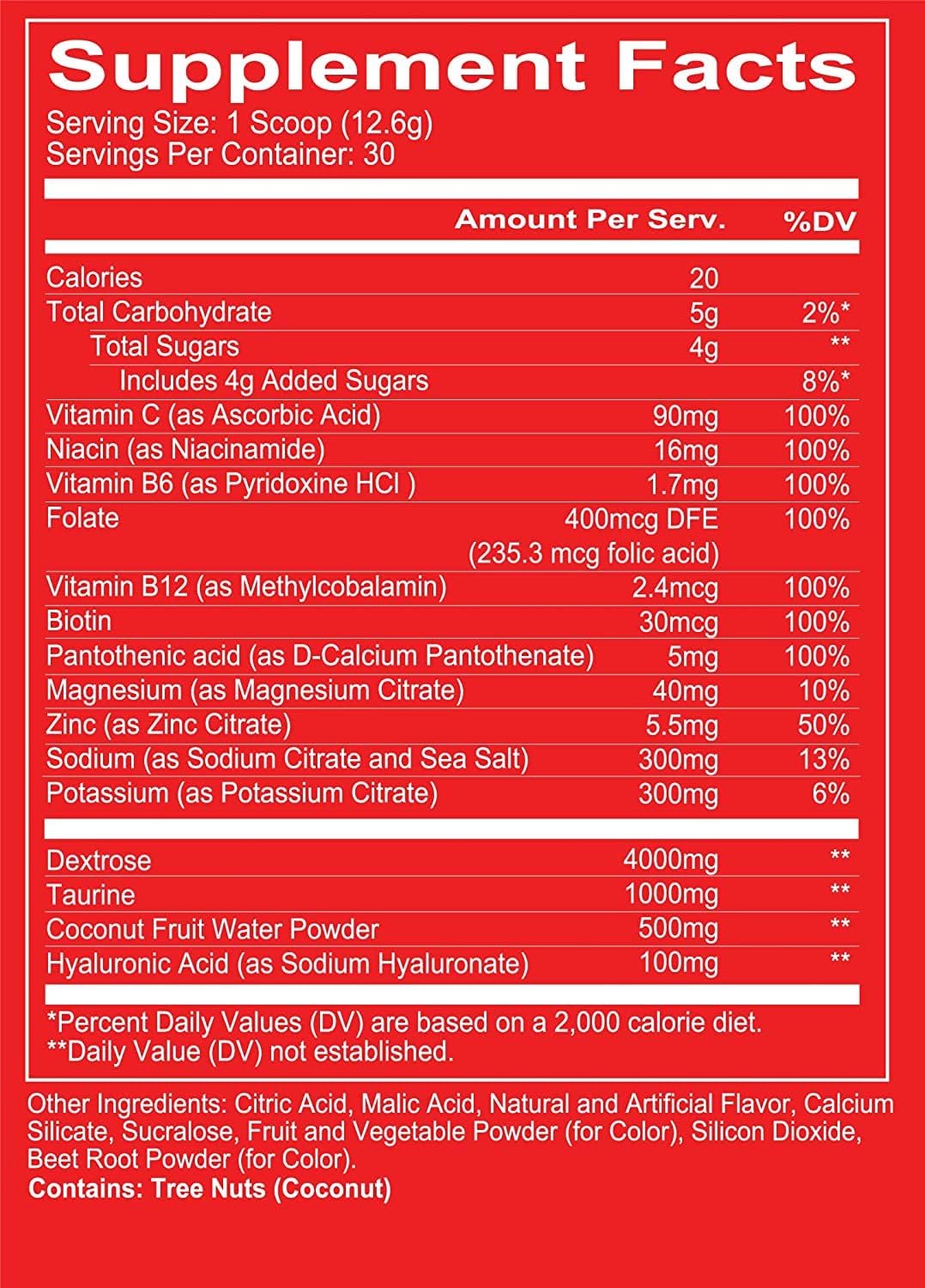 REDCON1 Canteen Hydration + Electrolytes, Plum Fusion - Electrolyte Drink Powder with B Vitamins + Minerals for Recovery - Coconut Water Powder & Hyaluronic Acid for Hydration (30 Servings)