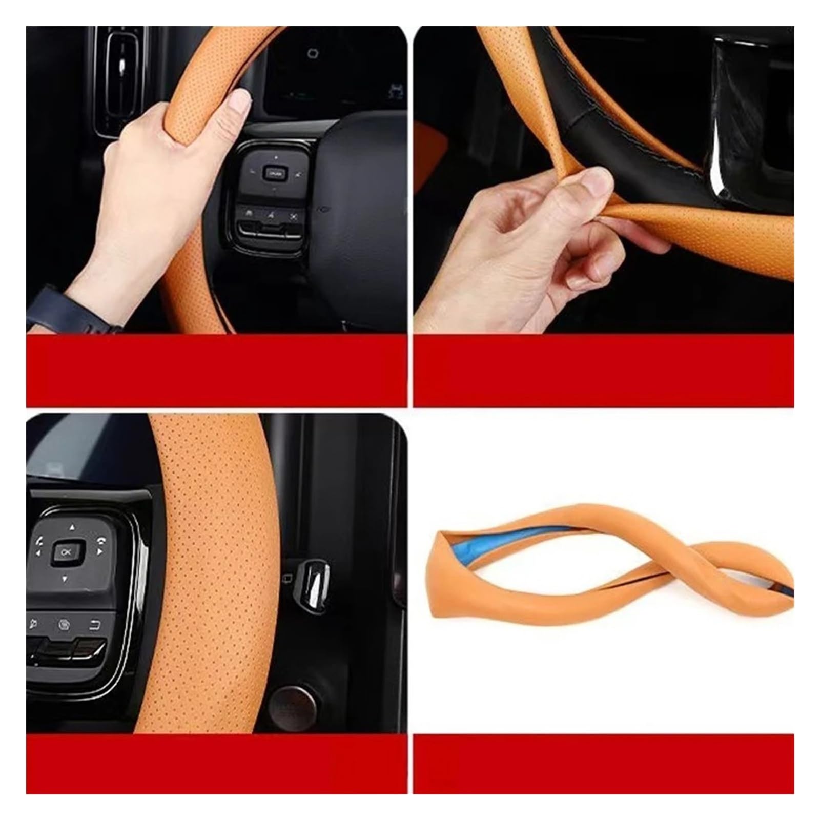 Funda Volante Cuero Antideslizante Transpirable para Haval H9 2.º 2024 2025 Accesorios Interiores Modificados(Black)