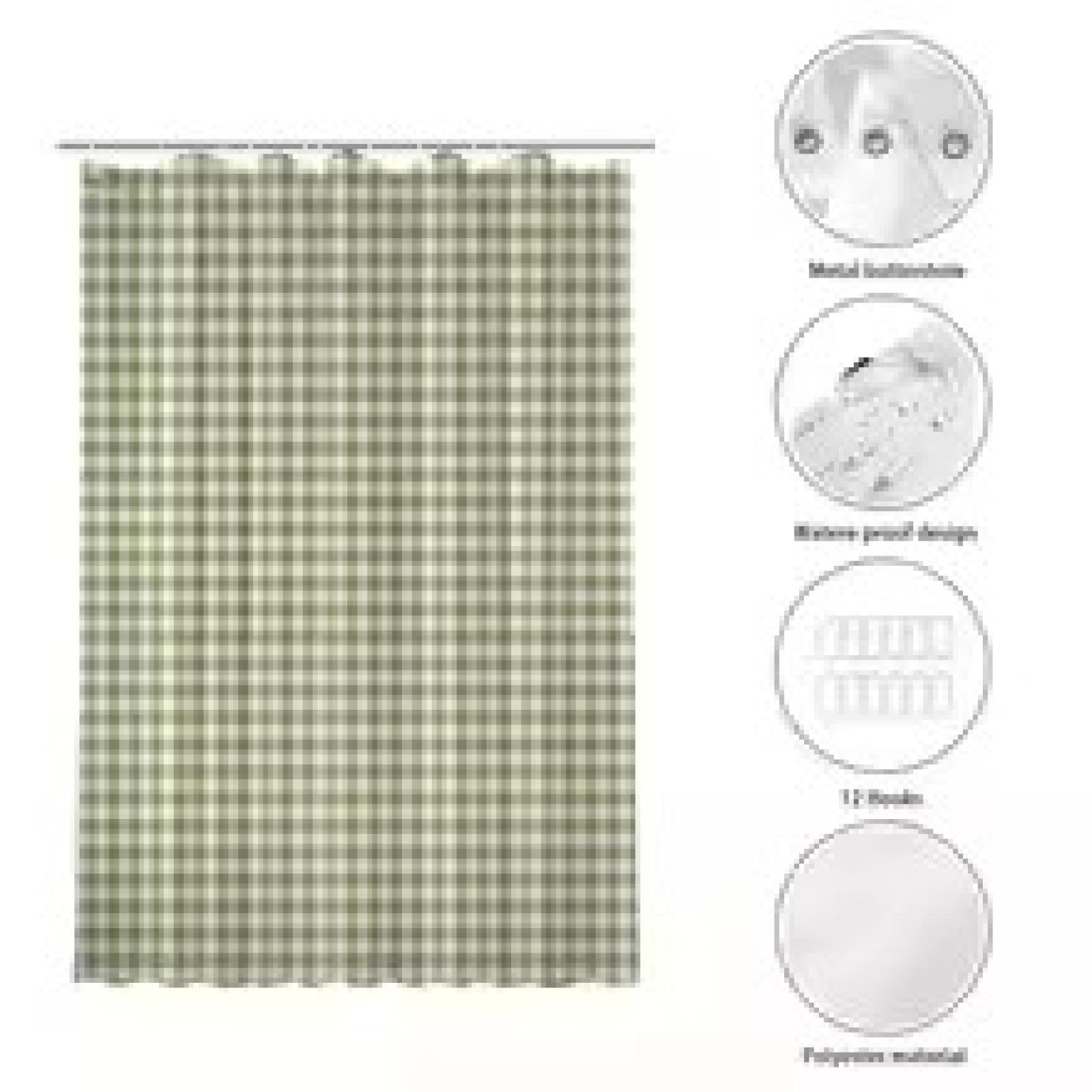 Tenda Doccia In Tessuto 180x180 Cm Con Ganci – Colore Bianco Salvia – Design Moderno A Blocchi Di Colore