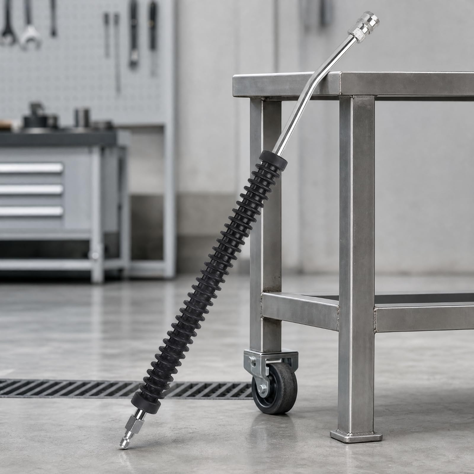 di Prolunga in Acciaio Inox con Impugnatura Curvo Bacchetta di Prolunga con Attacco Rapido Robusto per Lavaggio Auto, Pulizia Esterna, Officina