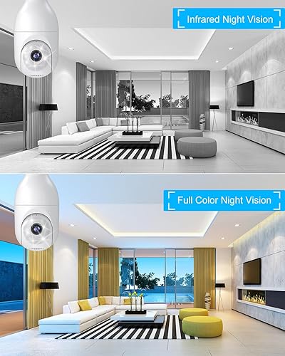 Miniatura 8 de OFYOO Cámara de seguridad con bombilla con visión nocturna, detección de movimiento, visión remota de 360 y alertas en tiempo real para seguridad en