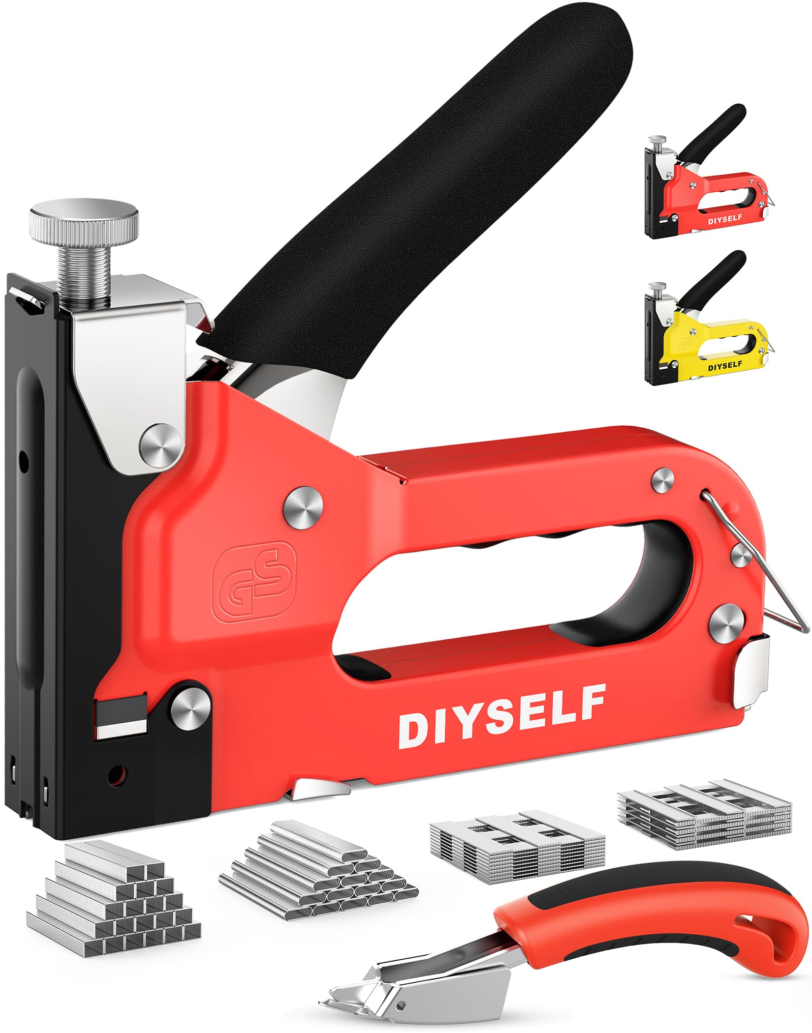 DIYSELF 4-in-1 Stapler Heavy Duty, Staple Gun with 4000 Staples and Remover