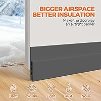 Vista 2 de Holikme Burlete para puerta de 41 pulgadas, para debajo de la puerta, bloqueador de corrientes de aire para puertas, tapón de ruido, adhesivo Gris