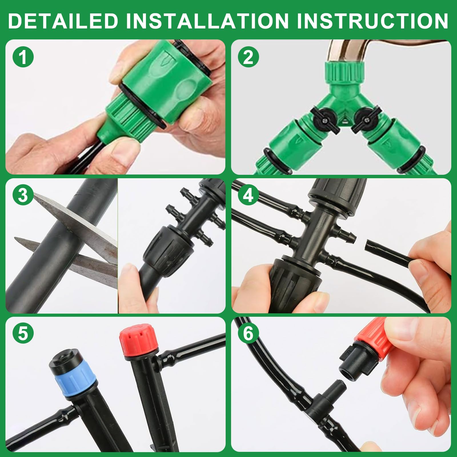 60+15M Kit Irrigazione Serra Sistema di Irrigazione da Giardino | Kit per Irrigazione a Goccia,313 Pezzi DIY Kit di Micro Irrigazione Automatico Regolabili per Giardino Serra Impianto Prato