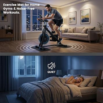 Treadmill Mat Floor Protector, Anti Vibration Turbo Trainer Mat, Non-Slip Double-Sided Silicone Exercise Mats Thick, Stable Gym Floor Mats for Fitness Equipment, Indoor Cycling, Home
