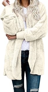 Generisch Teddy Fleece Jacket Women's Long Plush Coat Women's Long Hoodie Jacket Women Hooded Jacket Women's Pullover & Cardigans for Women Plush Jacket Teddy Winter Jacket
