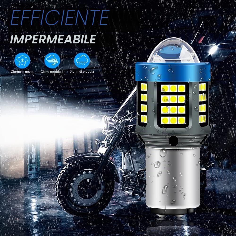 H6 LED Lampadina per Fari per Moto, 2022 Nuove Lampadine per Fari a LED per Moto Scooter BA20D Aggiornate con Proiettore HD, Luci Abbaglianti e Anabbaglianti Moto 25W 12V-80V Bianco-1PZ