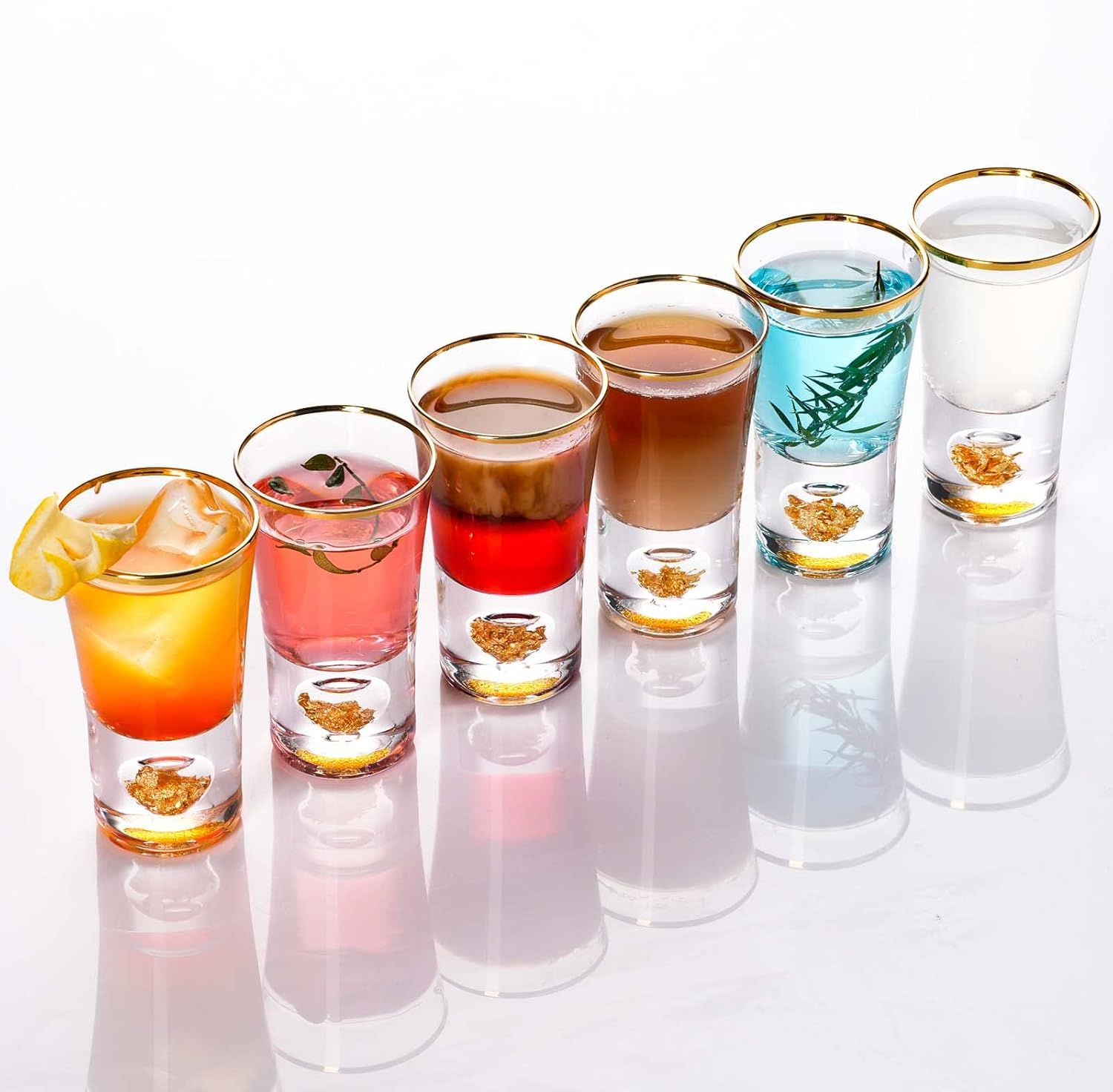 JBHO 1.5 Oz Crystal Shot Glasses Set of 6, Heavy Base with