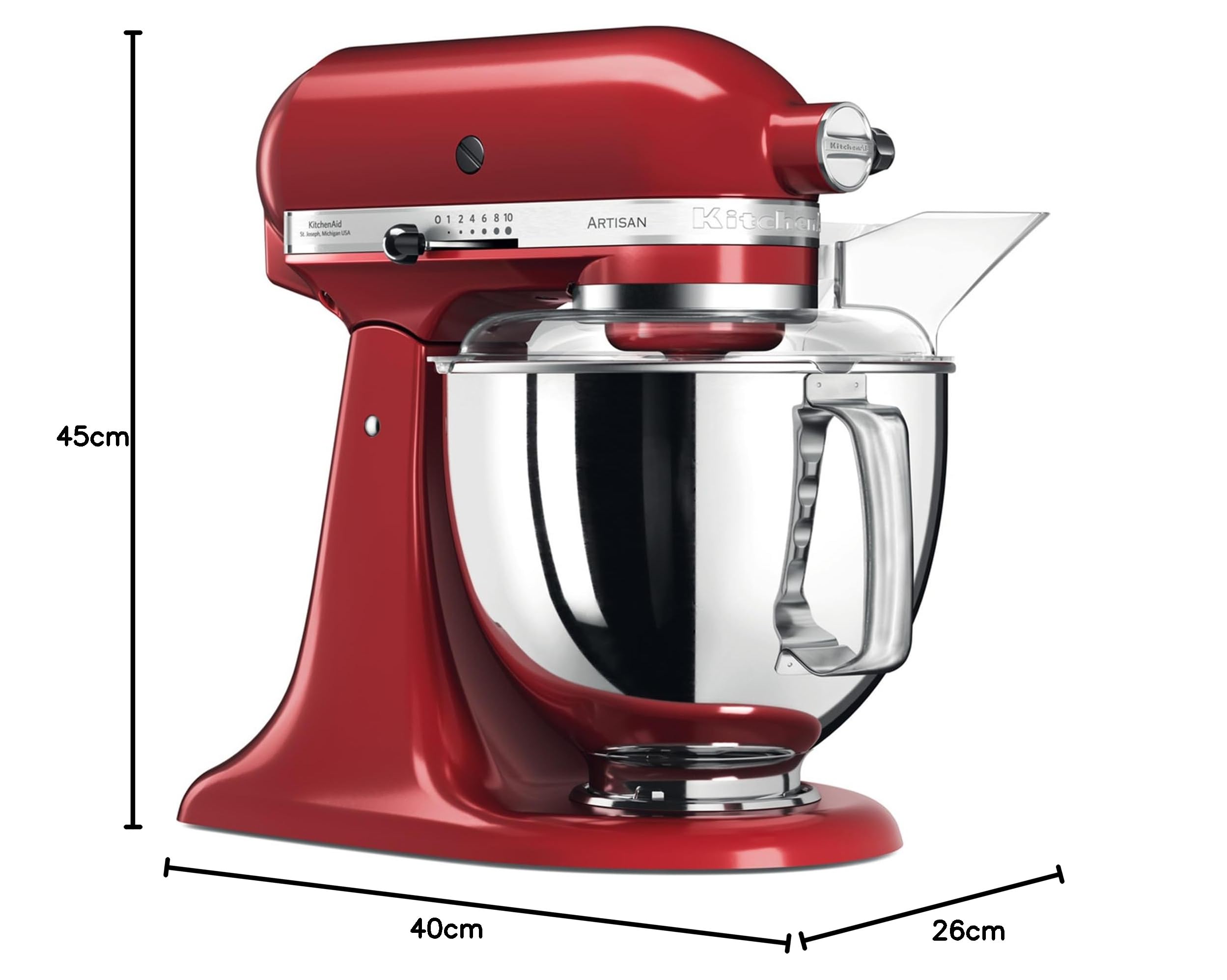 KitchenAid Robot Kuchenny, Metal, Czerwony/Biały, Pojemność: 4,8 Litra