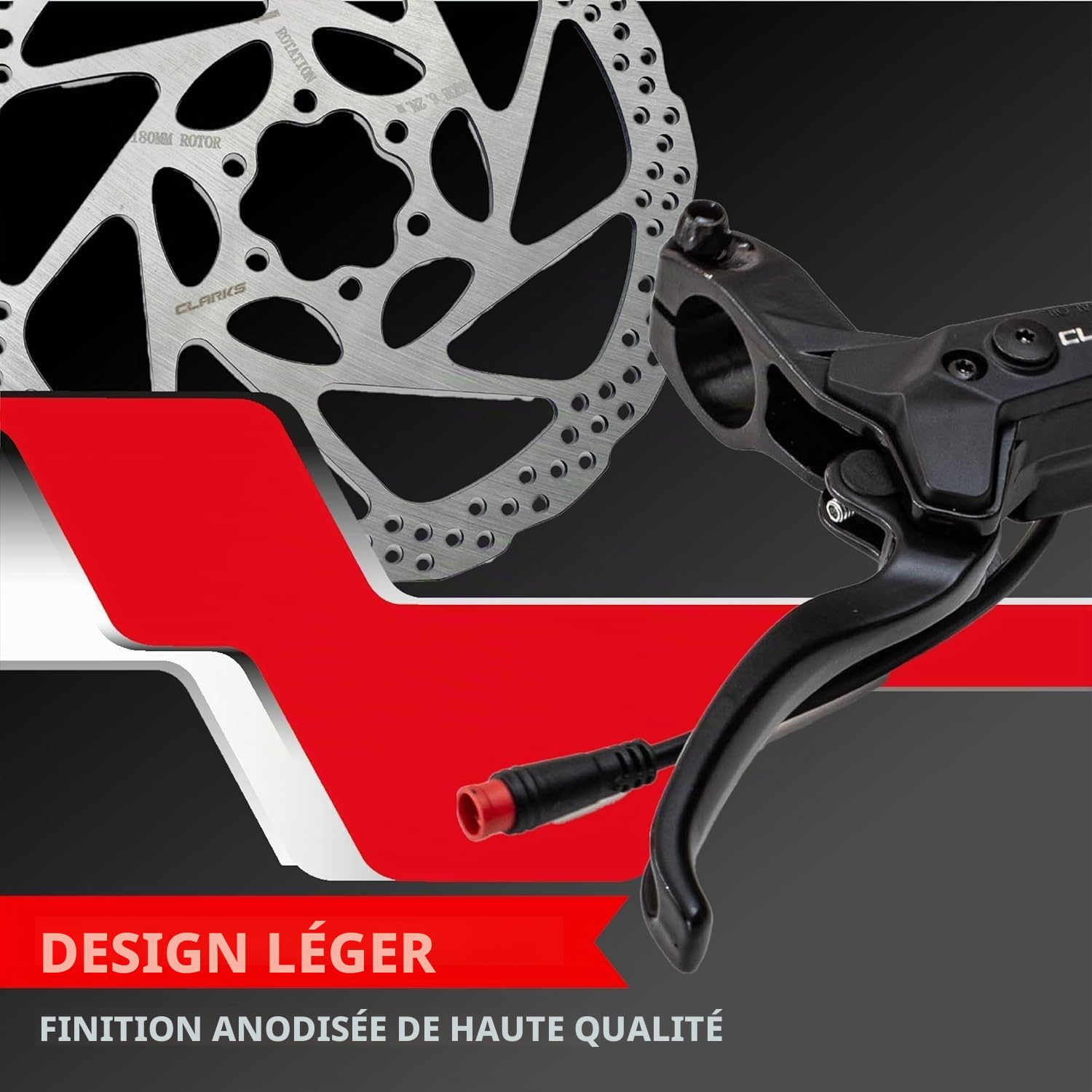 Clarks Cycle Systems HD-M3000 Kit de Freins à Disque hydrauliques pour vélo électrique avec rotors Olives et Supports is Noir 180/160 mm
