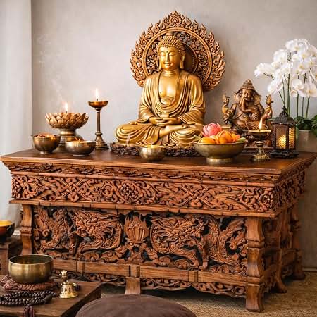 Amazon.com: Tribe Azure Fair Trade Small Snow Lion Altar Table