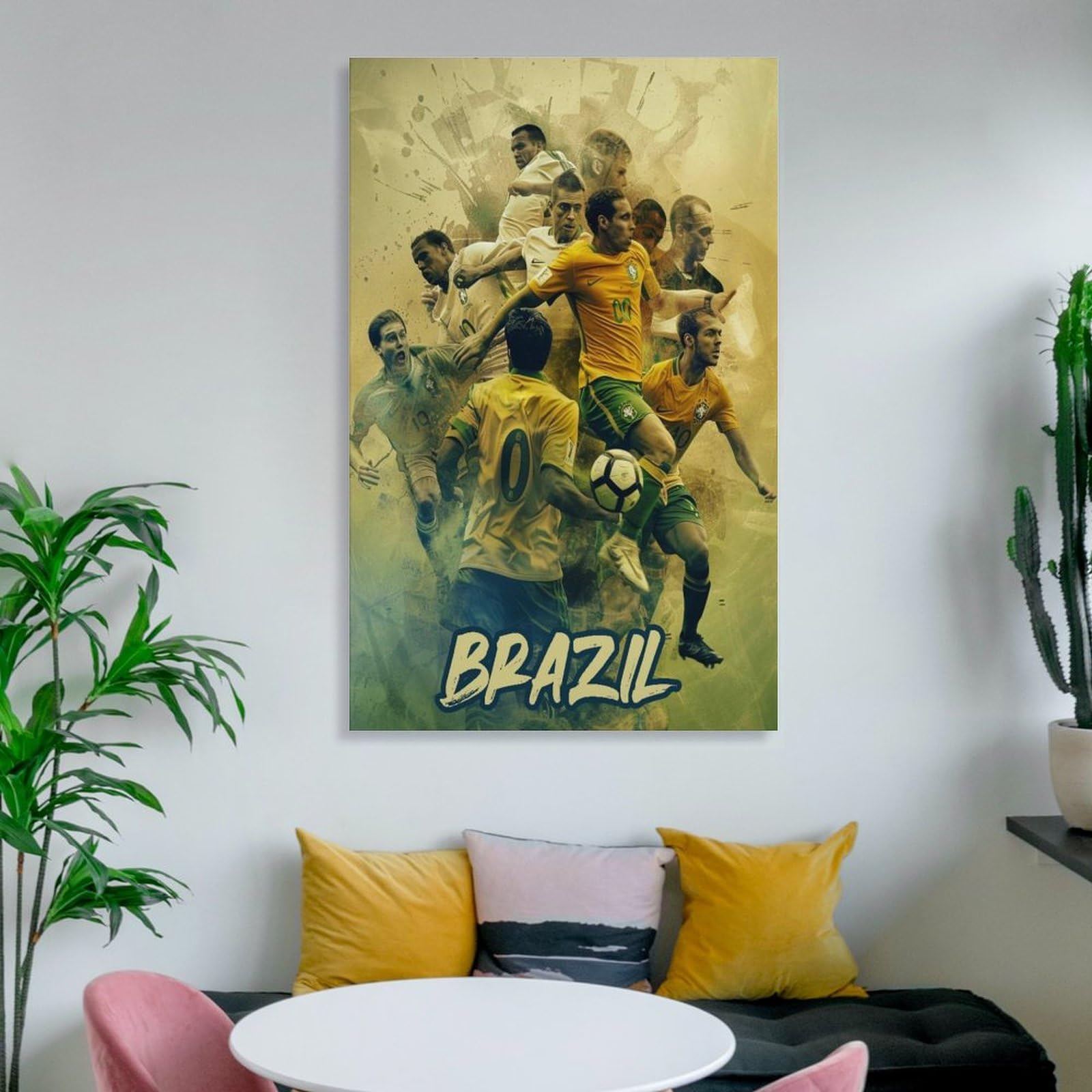UTGN Poster della squadra di calcio del Brasile, su tela, vivace, decorazione artistica da parete per soggiorno e camera da letto, 40 x 60 cm