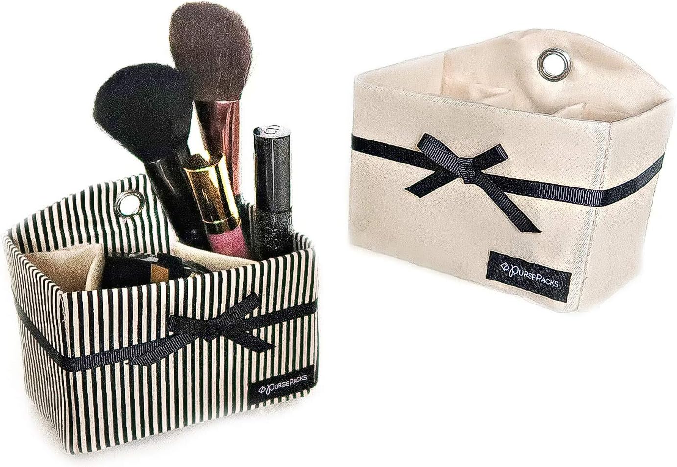 PursePacks Purse Cubes Mini Storage Bin -configurable small organizer (Set of 2) … (Beige)
