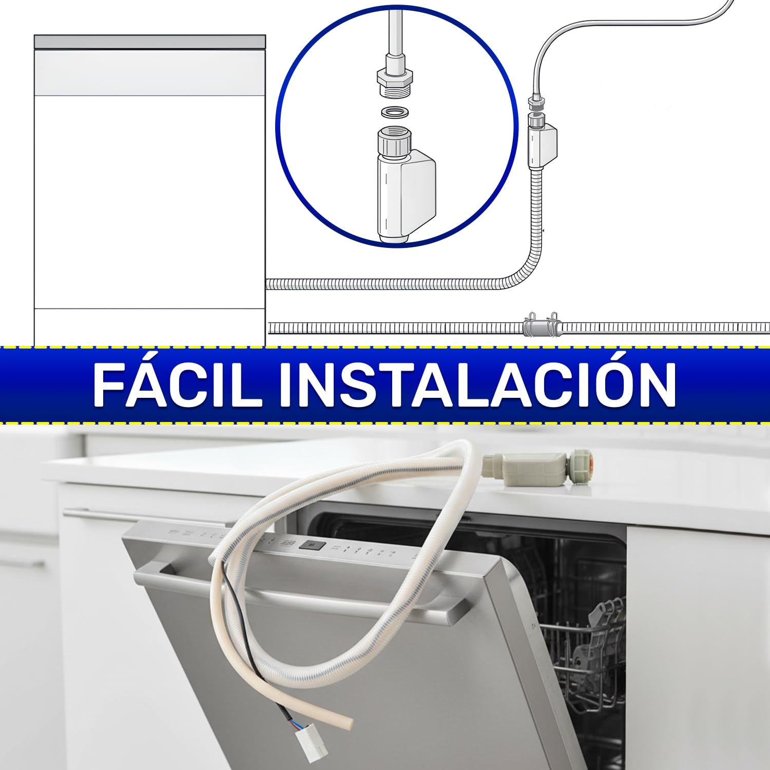 Manguera Entrada Agua Aquastop Lavavajillas 1,7m Tipo902 00299756 para Neff