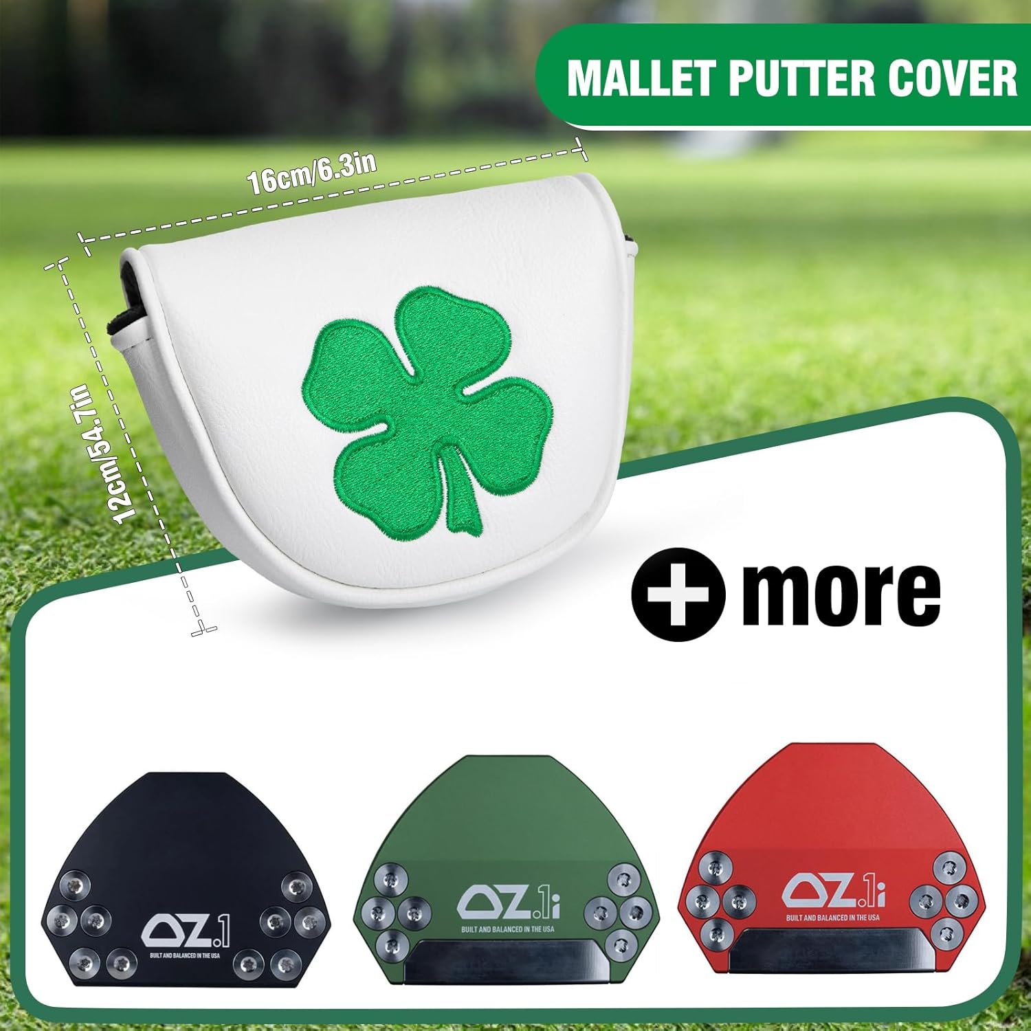 Montela Golf Club Covers Lucky Clover Golf Driver Covers Fairway Wood Head Cover Hybrid Headcover Leather 3 Wood Headcovers Mallet Putter Head Covers for Most Brands